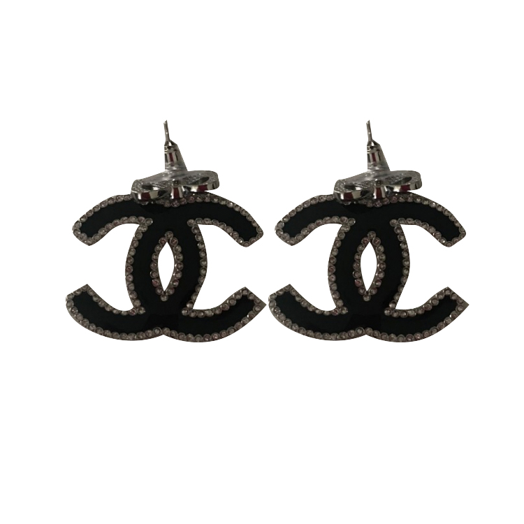 Chanel Silver Crystal CC Logo Earrings With Drop Down Pearls  Elite HNW   High End Watches Jewellery  Art Boutique